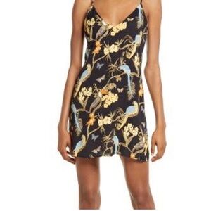 Reformation Black and Blue Floral Mini Dress